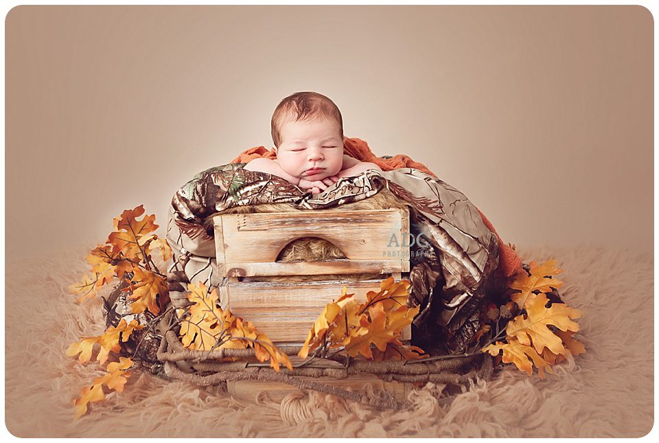 hunting theme newborn photos