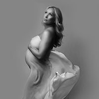 south jersey maternity photographer black and white flowing fabric photo